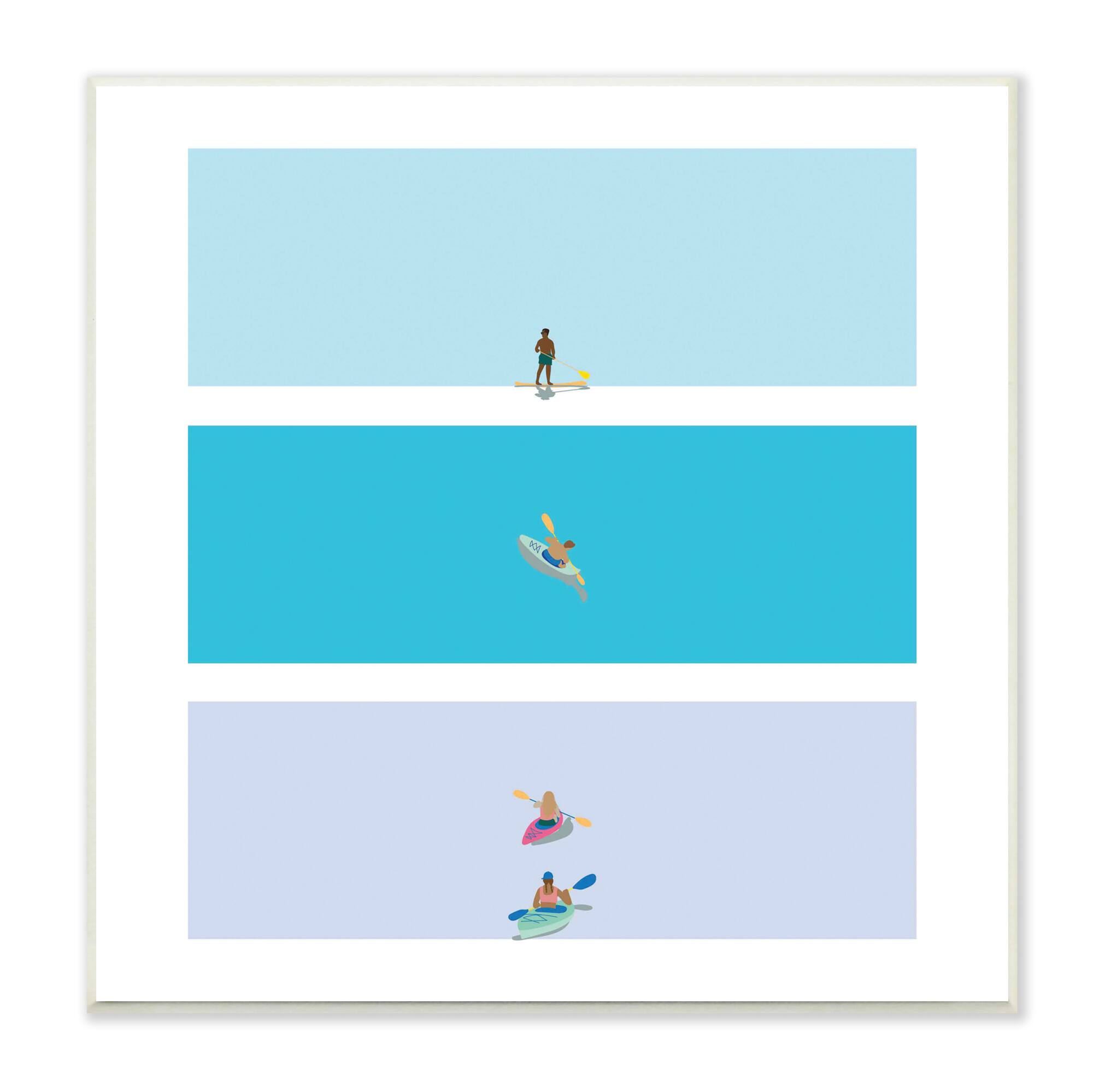 Stupell Industries Modern Paddle Boarding and Kayaks Athletes Summer Sports, 12" x 12"